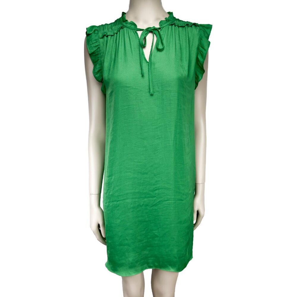 JOIE Flowy Ruffles‎ Shoulder Sheat Green Sleeveless Summer Dress sz S